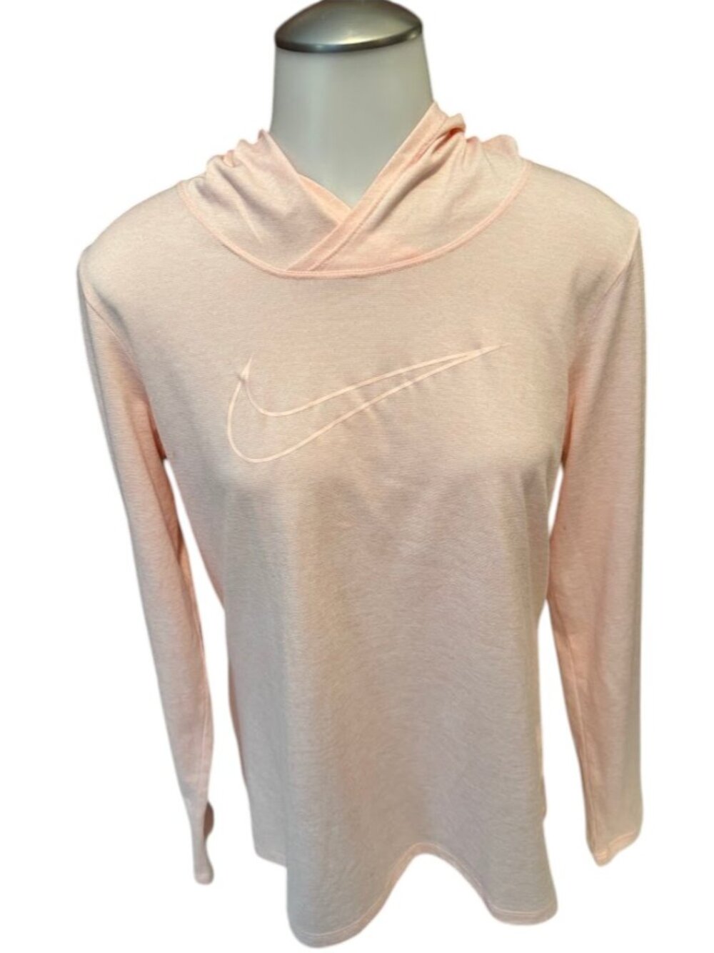 Nike Dri-FIT Pink Hooded Long Sleeve Athletic Top Women's Medium Lightweight Pul